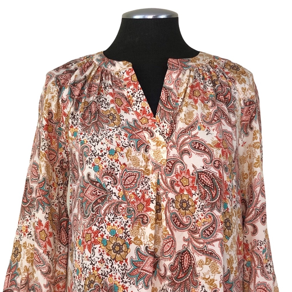 Cynthia Rowley - Paisley Pullover V-Neck Blouse - Picture 3 of 10